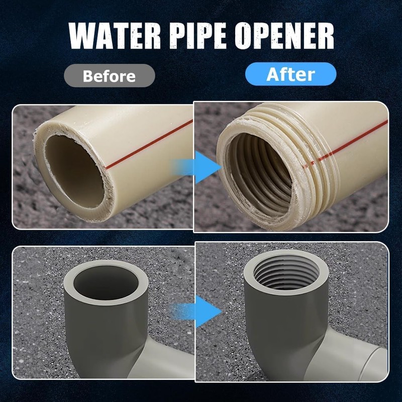 2PCS Integrated Internal & External Pipe Threading Tool, Dual-Function Pipe