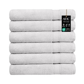A1 Home Collections Bath Towel 500 GSM Duet Technology 100% Ring Spun Cotton Quick Dry & Highly Absorbent Towels, Zero Twist, Low Lint, Ultra Soft (Bright White, Hand Towel (16x28) Pack of 6)