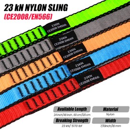 CAPARK 18MM Nylon Climbing Slings Runners 23 kN Strong Webbing Straps for Rock Climbing, Rappelling, Swing, Yoga Hammock etc (1PC Grey, 24inch/60cm)