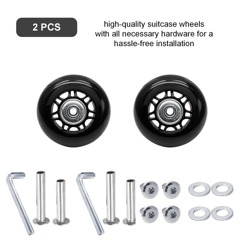 Joyangy 64 x 24mm Luggage Wheels Replacement, 2Pcs Rubber Suitcase