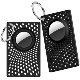 jiuzcare Airtag Schutzhülle 2 Stück Wallet Case für Airtags Schwarz Hülle für AirTag Anhänger mit Keyring Airtag Schlüsselanhänger Cover Clutch oder Koffer Tagcard Flex in Kreditkartengröße, Honigwabe