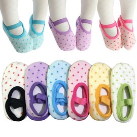 monochef Baby Toddler Girls Socks Gift: 6 Pairs Girl Non-Slip Grip Ankle Mary Jane Socks No Skid Ballet Socks With Strap No Show Crew Socks For 12-30 Months Walker