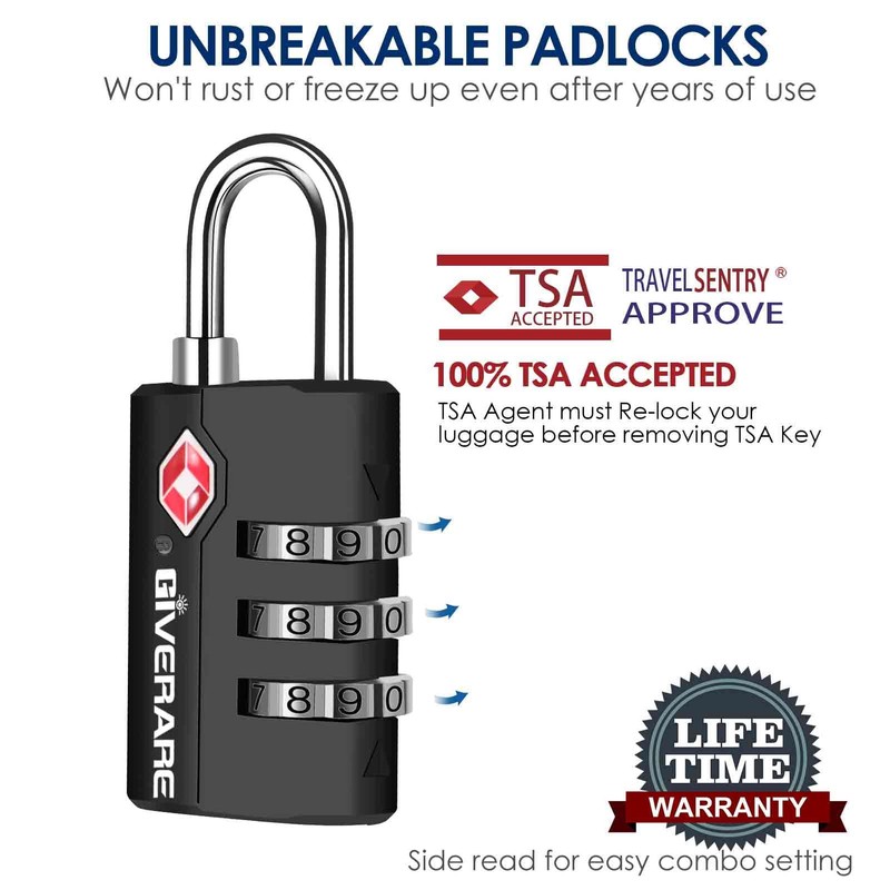 2 Pack TSA Approved Travel Luggage Locks, Suitcase Combination Lock,