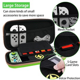 TIKOdirect Carrying Case Accessories for Switch,Portable Travel Case with Soft Protective Cover, Screen Protectors and Thumb Grip caps, Green