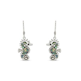 AFFY 14k White Gold Plated 925 Sterling Silver Natural Abalone Seahorse Dangle Earrings for womens Jewelry Gift with Fishhook