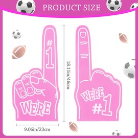 Dazzleimart 3 Pcs Giant Foam Finger 18.11 Inch Number 1 Universal Foam Hand Cheerleading Foam Fingers for Celebration Pom Poms, Sports Events Games School Business (Never GIVE UP, Pink)