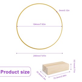 0XBIT Metal Ring with Foot, 3 Pieces Decorative Ring with Foot, 20 cm Golden Decoration Ring with Wooden Base for Table Decorations for Weddings, Christmas Decorations and Party Decorations