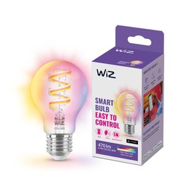 WiZ Tunable White and Color LED Filament Lampe E27 (470 lm), 40 W Lampe mit 16 Mio. Farben oder warm- bis kaltweißem dimmbarem Licht, smarte Lichtsteuerung über WLAN per Stimme/App