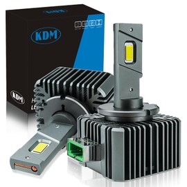 KDM D3S D3R LED Bulb,18000 Lumens 90W High Power 600% Brightness CSP LED Chip,High/Low Beam Xenon HID Replacement 66340 42403 42302 Bulb,Plug and Play Fog Light Bulb,6500K White,2Pack