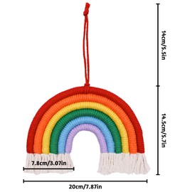 BLLREMIPSUR Rainbow Wall Decoration Rainbow Wall Hanging, Hand Woven Tapestry Macrame Decoration Tassels for Home Nursery Kids Room Bedroom Playroom Decor