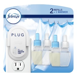 Febreze Plug In Air Freshener, Linen & Sky Scent, Odor Eliminator & Scented Oil Refill, 1 Warmer + 2 Refills