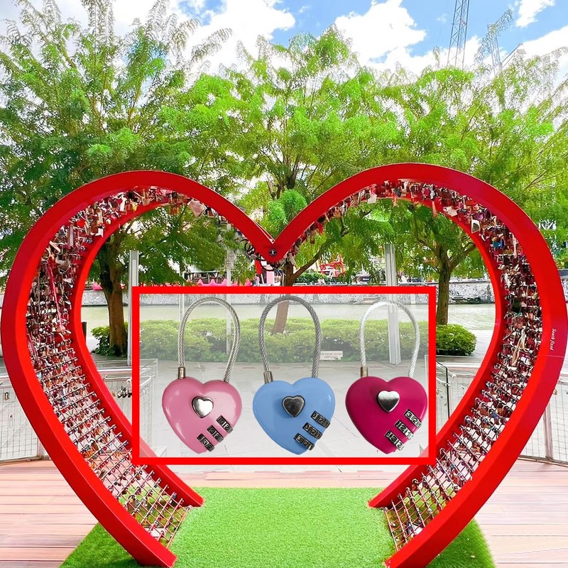 LITAITAI Padlock, Combination Lock, Small Locker Locks, Stainless Steel, Heart