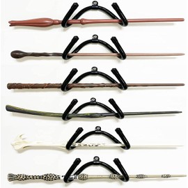 AUXPhome 6 Pack Universal Mini Adjustable Wall-Mounted Wizard Wand Display Stand Shelf Wood Magic Wand Holder - Strong & Flexible so they fit every different shape and size.- No wand