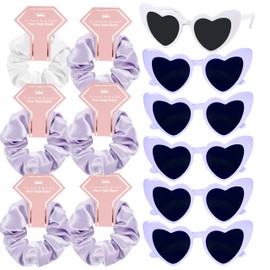 EOLUCC 6pairs Satin Bridesmaid Scrunchies - Wedding Proposal Gifts, Bachelorette Party Favors (6WPurple)