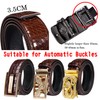 Barry.Wang Mens Formal Belt,Full Grain Leather with Automatic Buckle Nickel