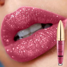 Mate Brillo de Labios, Color Brillo de Labios, Brillo de Labios Hidratante de Larga Duración con Efecto Espejo - Brillo de Labios Líquido de Larga Duración, No Graso y de Larga Duración en Color Fresa, Fórmula Hidratante de Larga Duración para Fiesta