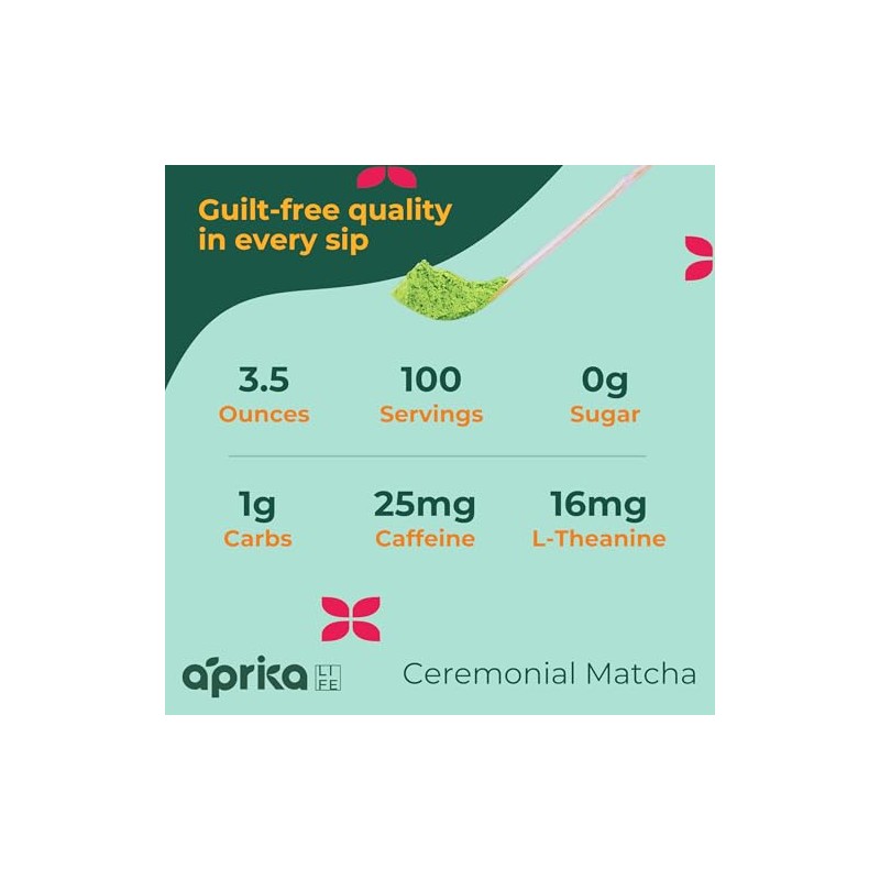 AprikaLife Organic Ceremonial Grade Matcha Powder - First Harvest