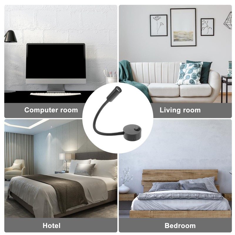 Luz de lectura LED de 3W de LEDMOMO, lámpara de