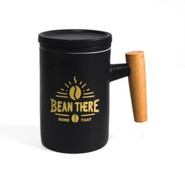 ZAKTAB Ceramic Infuse Mug with Tea Filter, Lid and Bamboo handle | Ideal for Loose Leaf Tea | Beautiful Design for Tea Enthusiasts (Black), RI-0013, Large