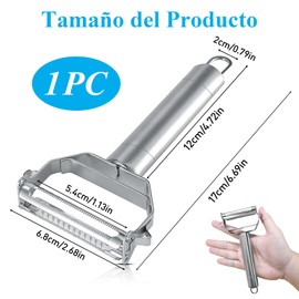 Pelador y Rallador de Verduras de Acero Inoxidable Premium, Cortador de Comida Multifuncional con Materiales de Grado Alimenticio, Herramienta Esencial para Cocina