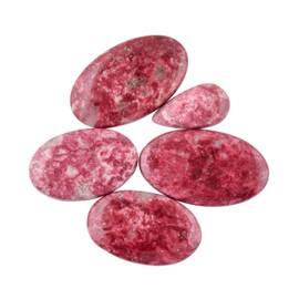 Pink Thulite Stone, Natural Gemstones and Crystals Cabochon Lot, DIY Jewelry Making Loose Gemstones, Chakra Healing Crystals, Wire Wrapping Cabochons, Pack of 5