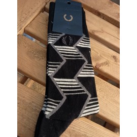 FRED PERRY CHEVRON STRIPE SOCKS BLACK NEW WITH TAGS UK SIZE 6-7 EUR 39-42