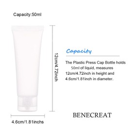 BENECREAT - Paquete de 30 tubos vacíos transparentes de 50 ml/1.6 onzas (50 ml/1.6 onzas), recipientes de plástico recargables para champú, limpiador facial, muestra de maquillaje