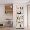 aboxoo Ladder Shelf White Marble Bookshelf 5-Tier Wall-Mounted Wood Rack