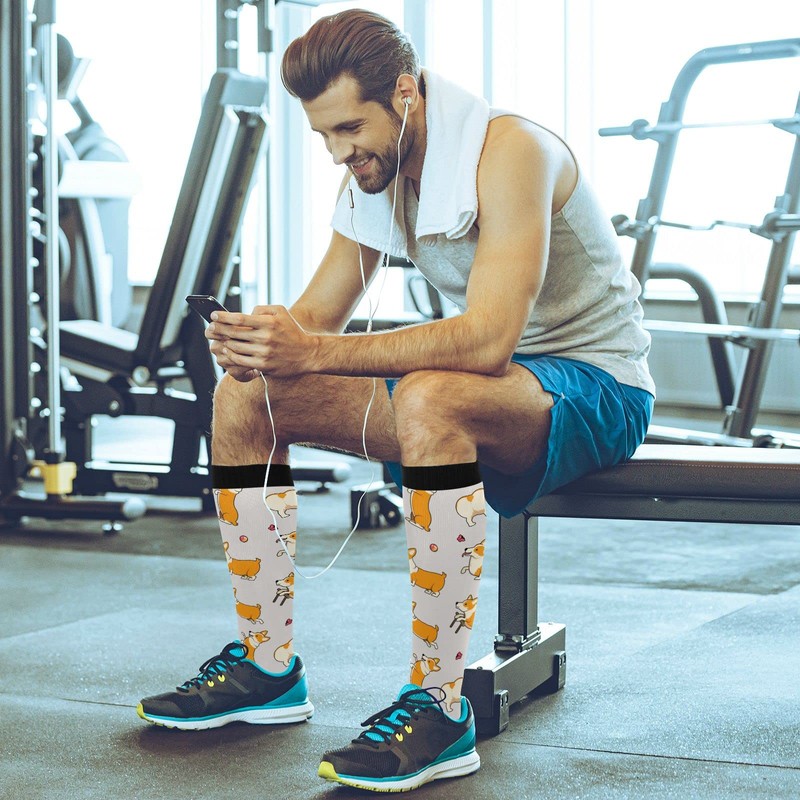 Wusikd Cute Corgi Compression Socks for Women and Men Circulation