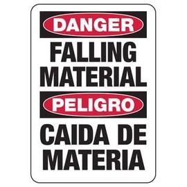 Bilingual Danger Falling Material Safety & Compliance - OSHA & ANSI Compliant Scaffold, Mine & Construction Site Metal Tin Sign - 12x16 Inch
