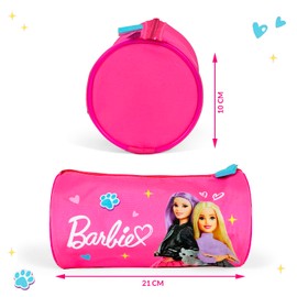 PERLETTI Pink Pencil Case Little Girls - Children's Case Pink for School Nursery Ballpoint Pen Coloured Pencils - Pencil Case Toddler with Dolls Zip - 21 x 10 x 10 cm, pink, pencil case