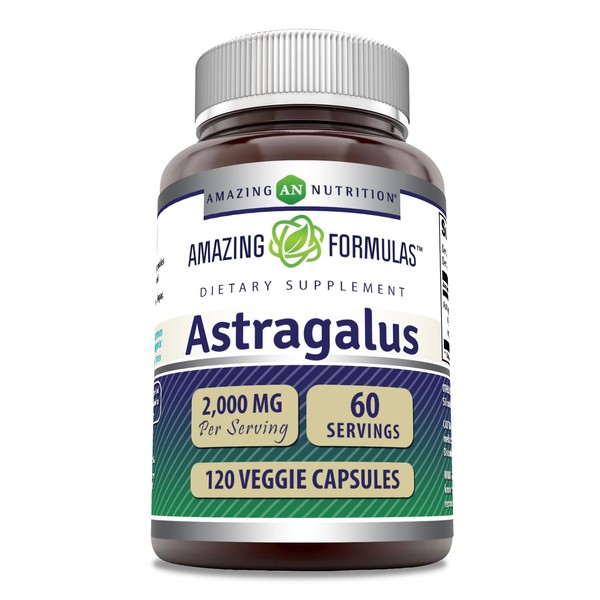 Amazing Formulas Astragalus 2000 mg Per Serving 120 Capsules Supplement | Made From Pure Astragalus Membranaceus Plant Root Extract | Non-GMO | Gluten Free