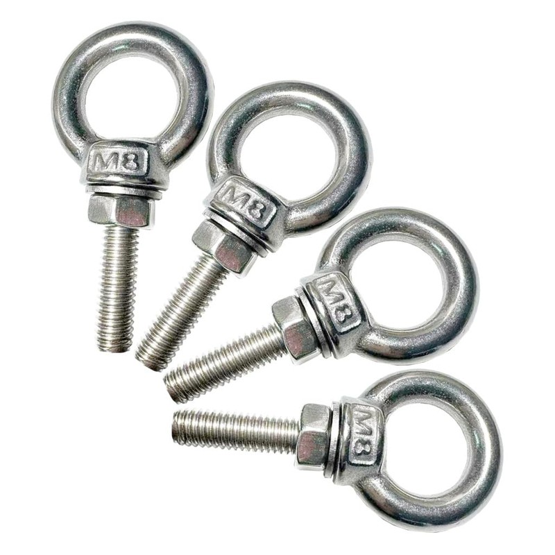 CHHGGNN 304 Stainless Steel Eye Bolt, 4 PCS M8 Heavy