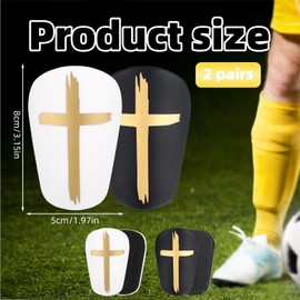lasuroa 2 Pairs Mini Soccer Shin Guards, 3.15x1.97in Cross Small Protective Shinpads Football Shin Pads Defender Equipment Accessories for Teenagers Kids Children Adults Boys Girls (Black & White)