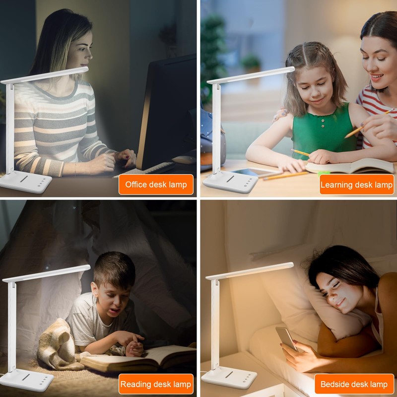 joyshie Desk Lamp Dimmable Table Lamp Reading Light with USB