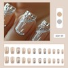 Press on Nails Medium Square Fake Nails Glitter French Acrylic
