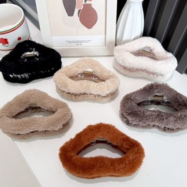 Premium Large Cloud Fur Claw Clip for Hair Volume, Simple Shark Clip Hair Accessory Free size/Rose Red 20ea