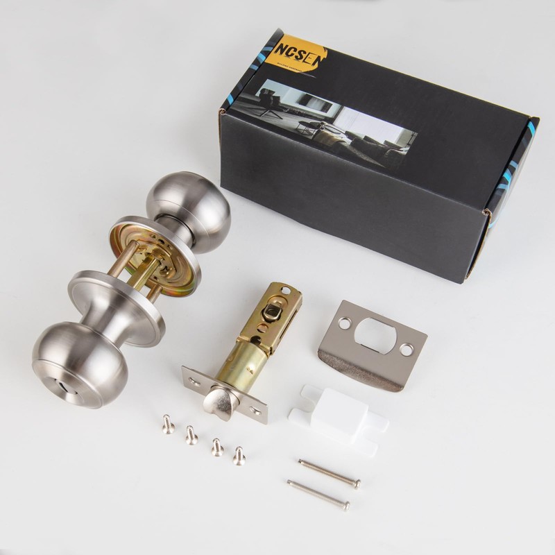 NCSEN 3 Pack Brushed Nickel Door Knobs Interior,Bath & Bed