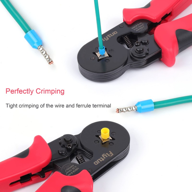 Ferrule Crimping Tool Kit, Flytuo AWG23-7 Self-Adjustable Ratchet Wire Crimping
