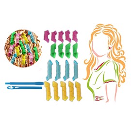 Curler Curler, 18 Pieces DIY Magic Hair Waves Curls Wave Styling Kit Home Use Waves Styler with Styling Hooks (20 cm, 30 cm)