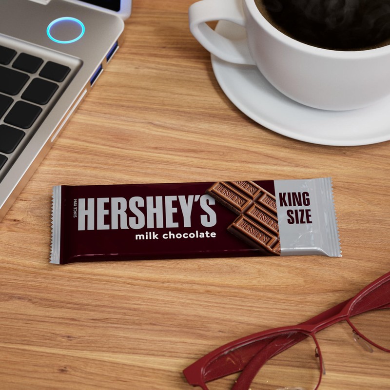 HERSHEY'S Milk Chocolate King Size, Candy Bars, 2.6 oz (18