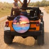 KiuLoam Ocean Sunrise Tropical Palm Tree Spare Tire Cover Polyester