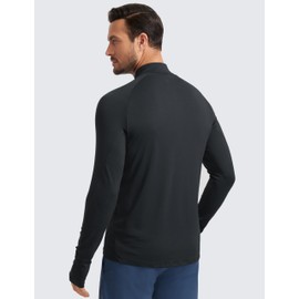 CRZ YOGA Mens Quarter Zip Pullover Long Sleeve Golf Athletic Shirts Mock Neck Workout Running Tops Sweatshirt with Pocket Black Medium