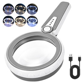 45X Magnifying Glass with Light, Rechargeable Handheld Magnifier for Read