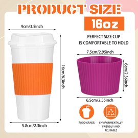 FillTouch 15 Pieces Reusable Coffee Cups with Lids and Non Slip Sleeves, 16 oz Insulated Reusable Hot Cups Bulk Travel Coffee Mugs Plastic Tumblers Cup with Lids for Hot Cold Drinks(Fresh Color)