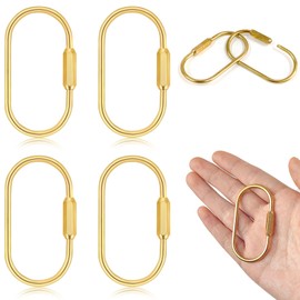 TKYZMS 4-Piece Brass Screw Lock Keychain Set,Gold Carabiner Key Rings,Universal Key Fob Holder for Men & Women - Perfect for Hanging Crafts and Various Keys