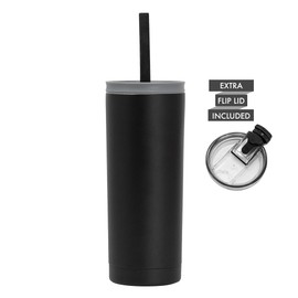 MIRA 20 oz Stainless Steel Vacuum Insulated Tumbler with 2 lids - Straw Lid & Flip Lid - Insulated Travel Tumbler Mug for Hot or Cold Drinks - Black
