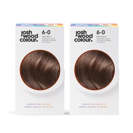 Josh Wood Colour Permanent Colour 6.0 (Light Brown) Celebrity-approved, ammonia-free, Leaves hair super shiny and hydrated with 100% grey hair coverage, Natural-looking, and Vegan - Pack of 2