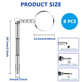 8 Stück Mini Brillen Schraubendreher, Edelstahl Brillen Schraubenzieher, 3 in 1 Precision Brillenschrauben Set, Multifunktionaler Brillen Werkzeug zum Entfernen von Brillen, Uhren und Handys