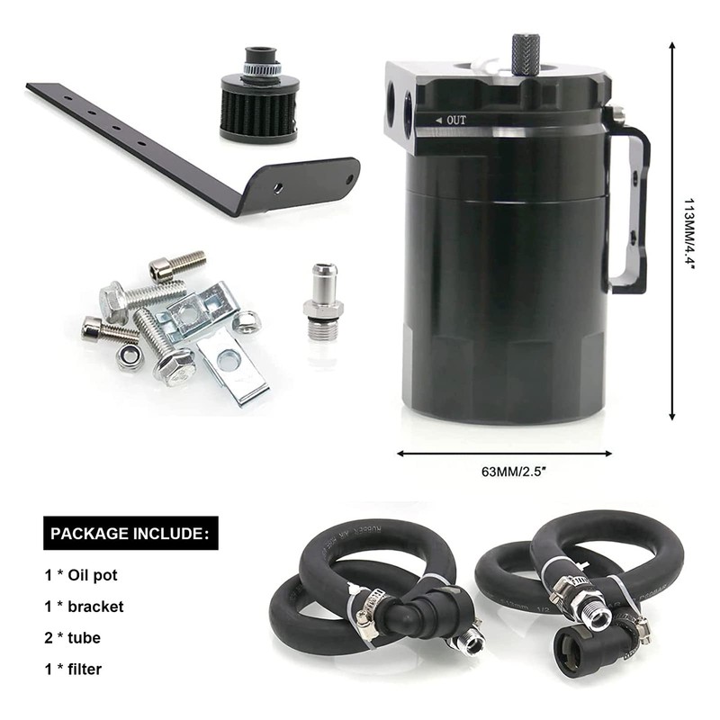 RULLINE Oil Catch Can Kit Oil Separator Reservoir Tank Engine